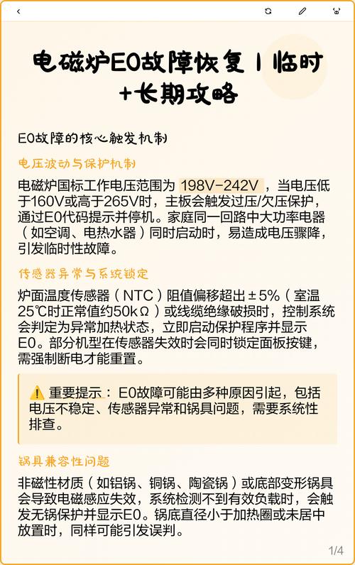 格栏仕电磁炉E0故障维修方法