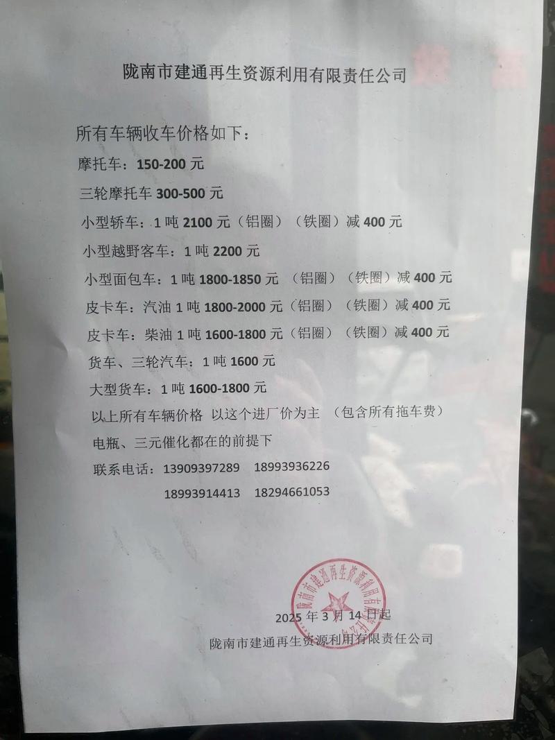 废铁汽车的今日价格